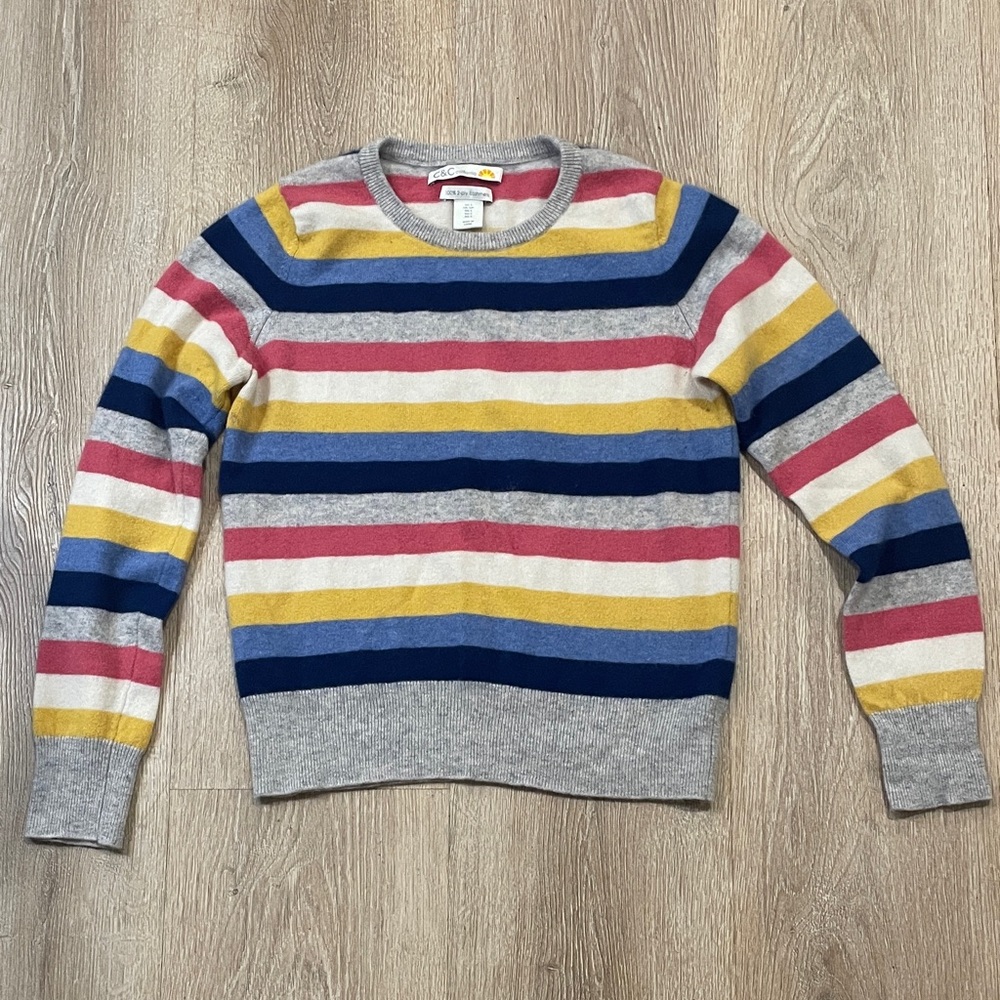 C&C California cashmere Striped Crewneck Sweater - Blue, Yellow, Pink, Gray